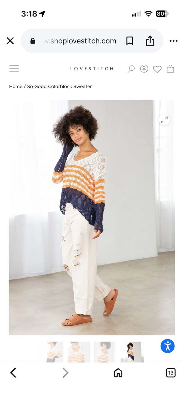 Lovestitch So Good Colorblock Open-Stitch Tie-Back Sweater